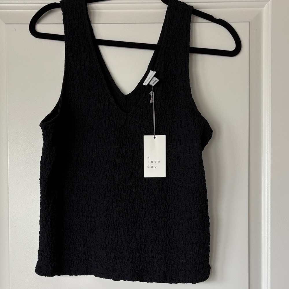 A New Day Black Textured Tank Top